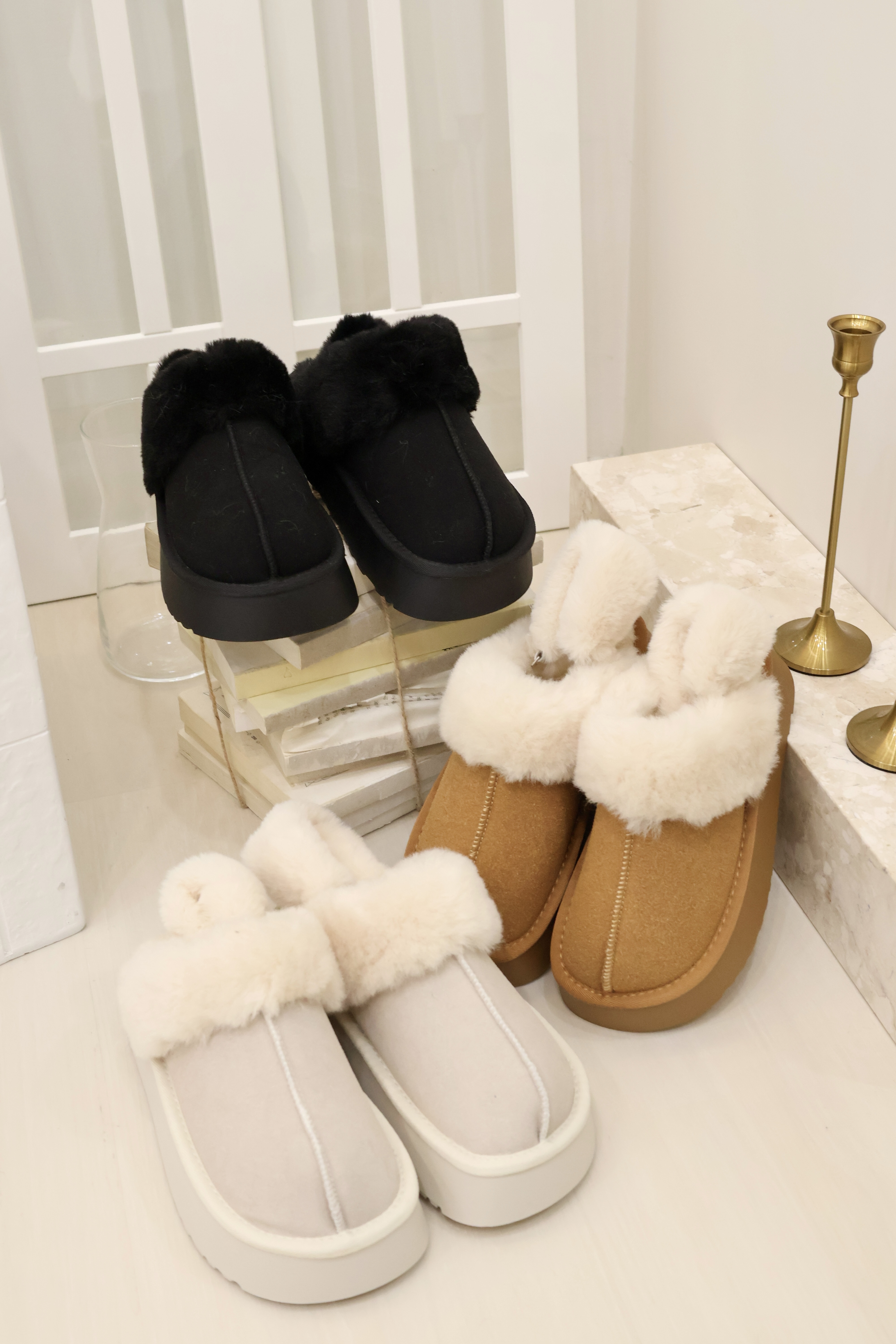 厚底麂皮🍁兩穿毛毛拖