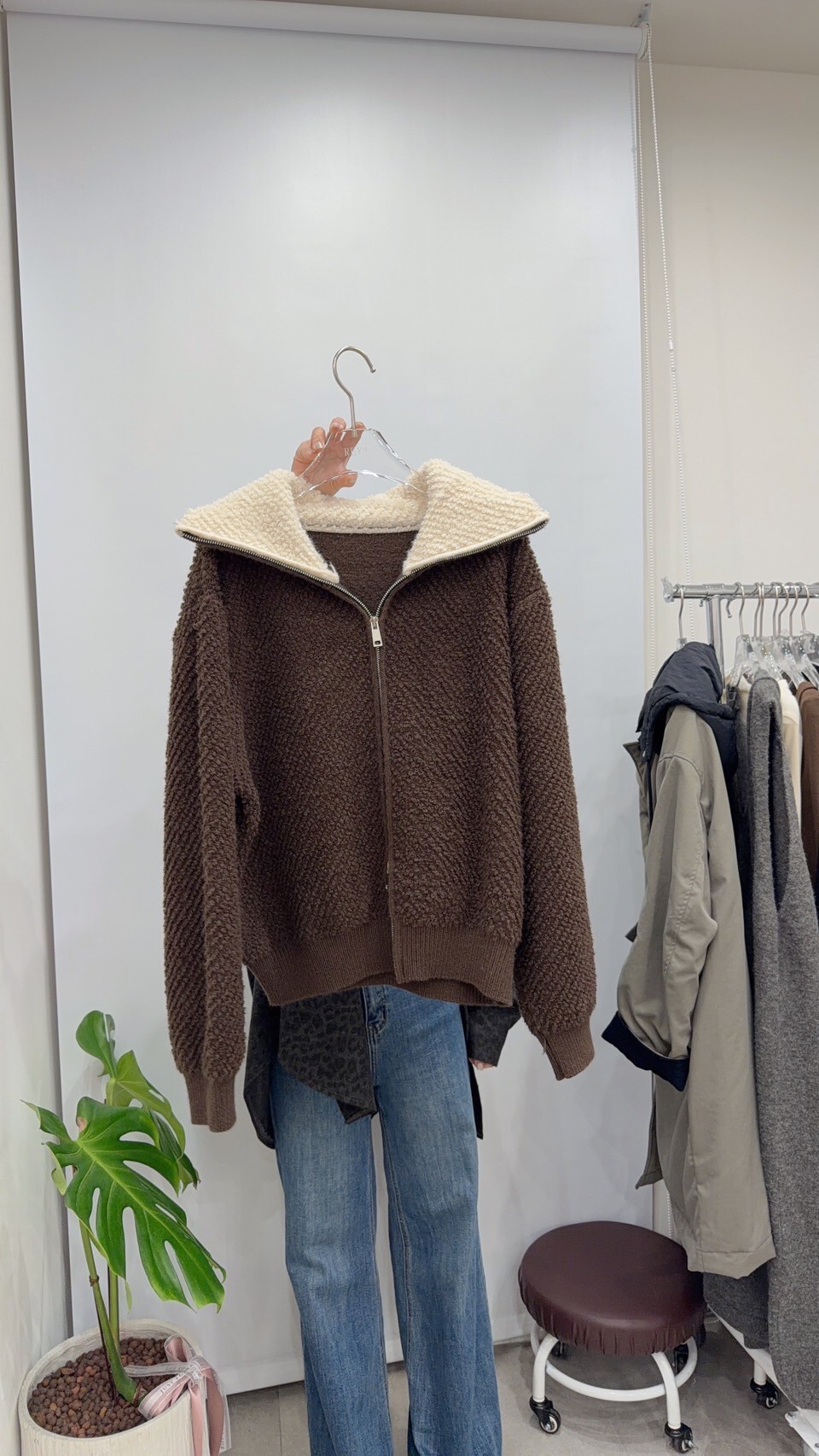 QQ毛翻領針織外套