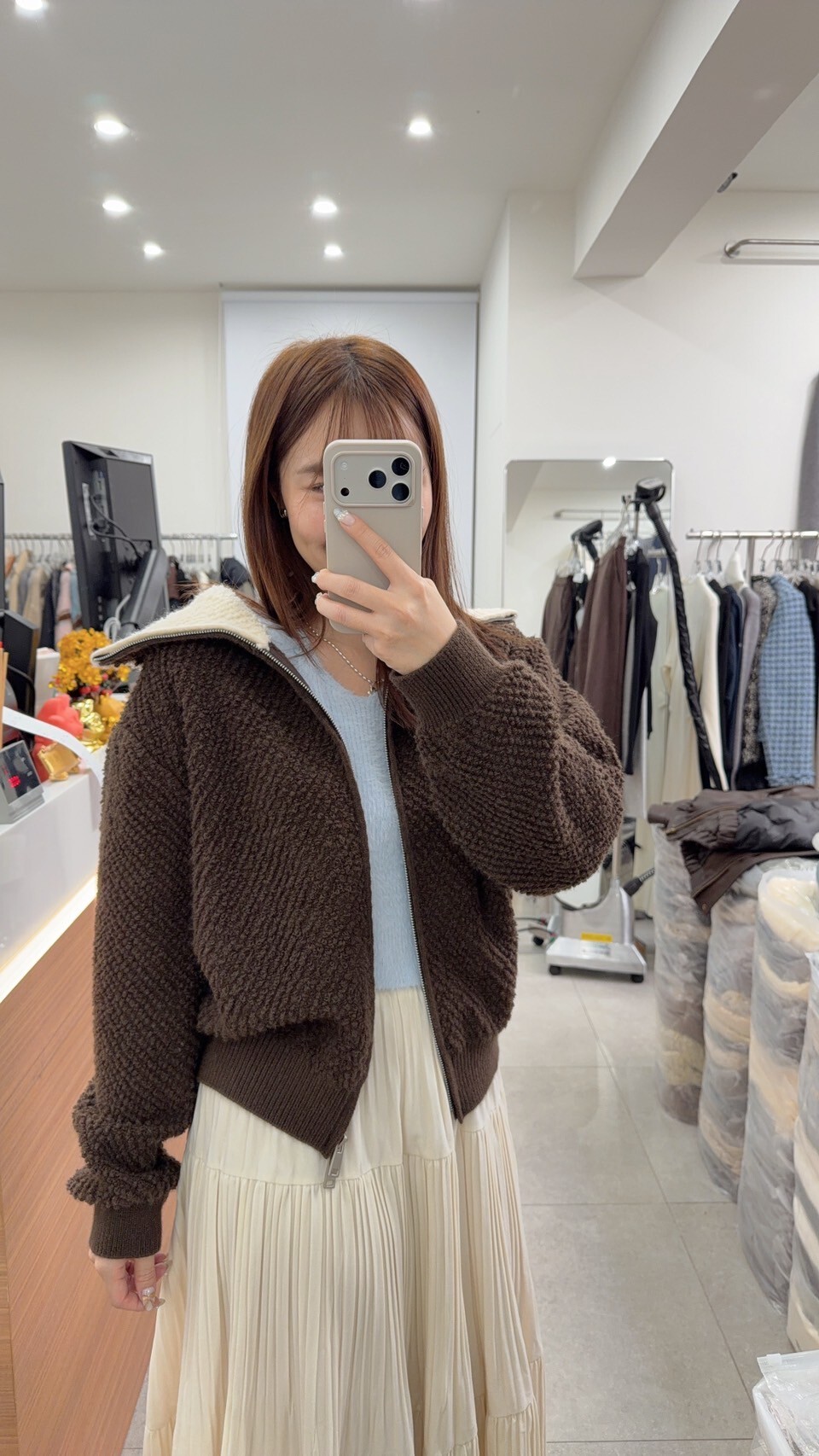 QQ毛翻領針織外套