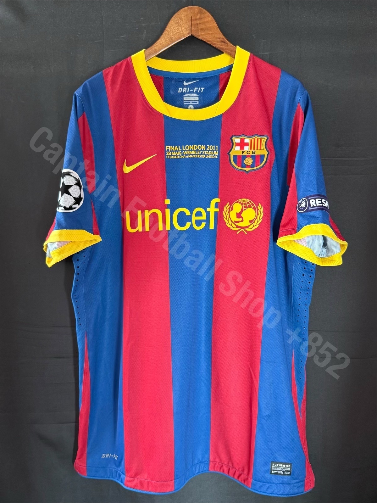 (Match Issue) FC Barcelona 2010-2011 UEFA Champions League Final Nike Home Match Issue Shirt #10 MESSI