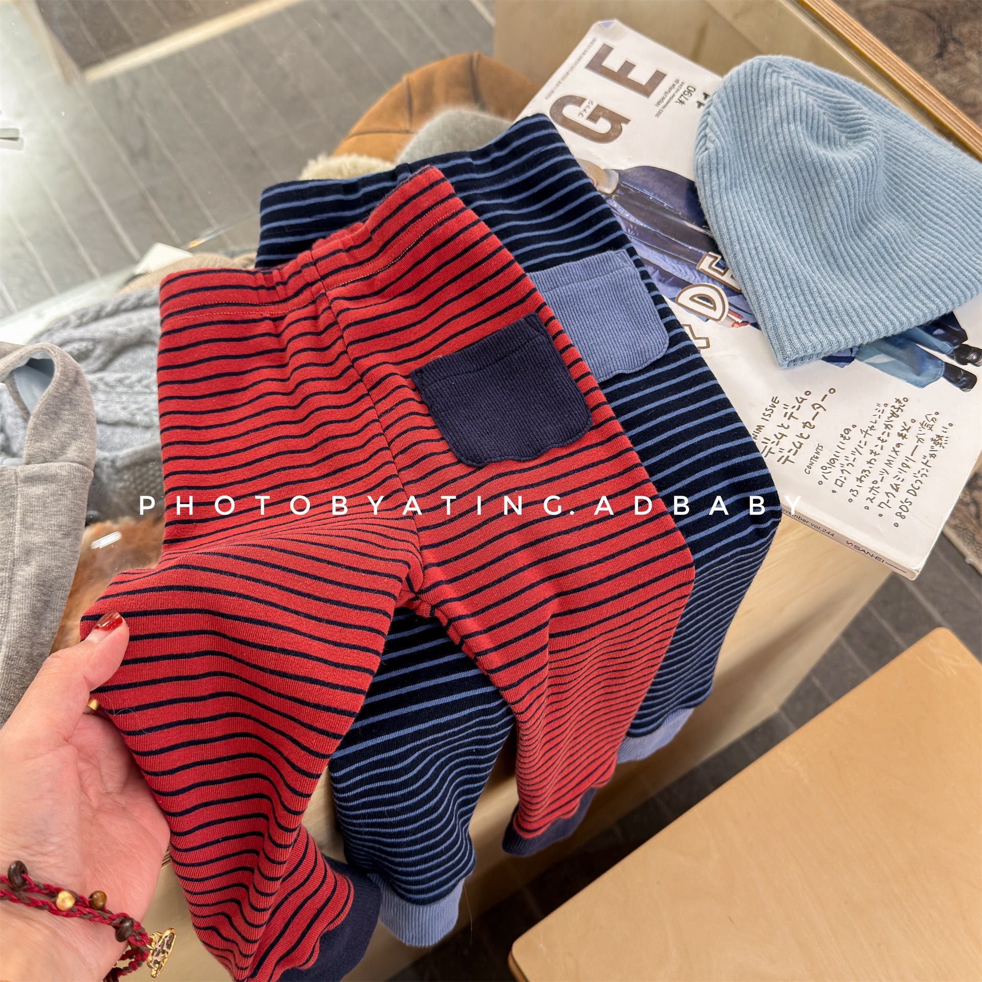 兩色拼色口袋內搭褲