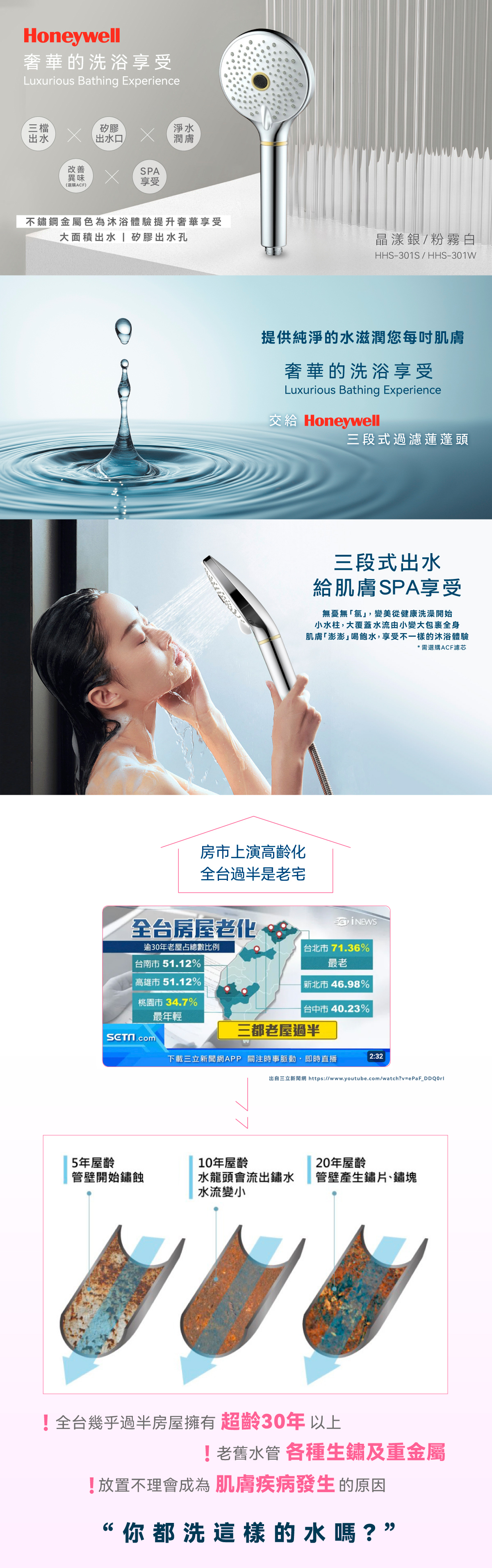 Honeywell過濾蓮蓬頭,可過濾淨化水質,減少水中的雜質;,濾芯改善水中異味。探索淨水器與精選家電,立即到創家iNNOHOME選購