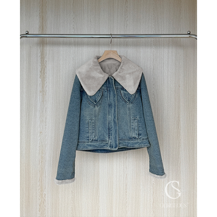 M05 「（短版）兔毛毛極度保暖牛仔外套」