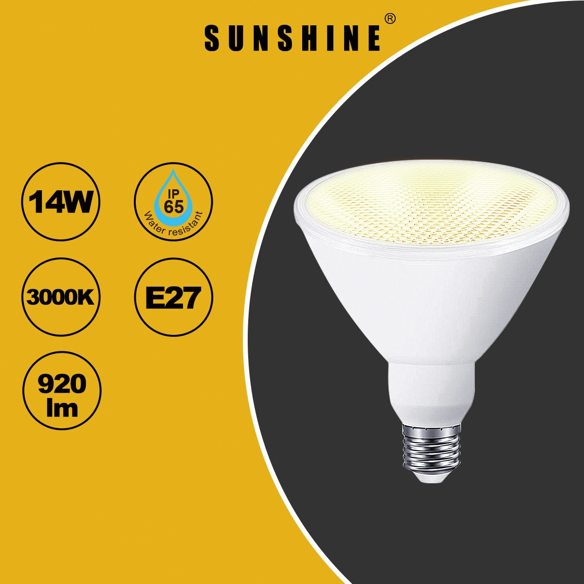 LED燈膽(PAR38射膽) IP65 14W E27大螺頭 白光6500K / 黃光3000K LPAR38D-14D/W