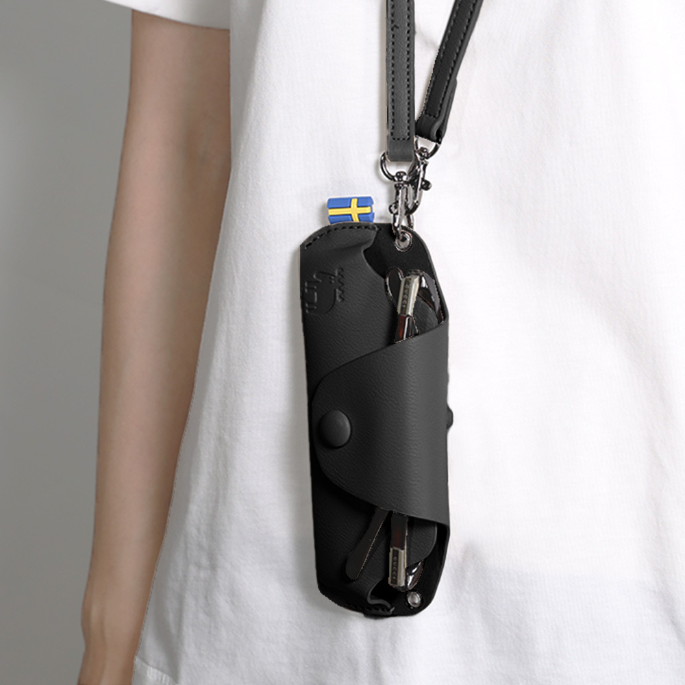 防潑水 皮革 眼鏡包(黑)