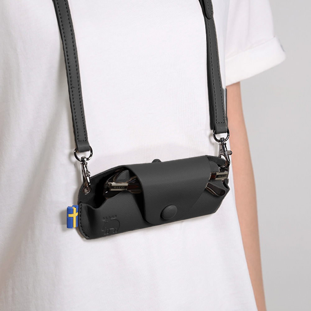 【預購】防潑水 皮革 眼鏡包(黑)