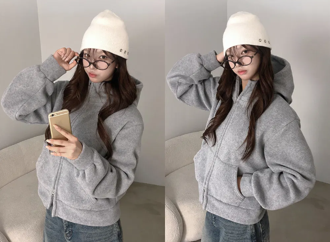 秋冬預訂｜寬鬆高領抓絨雙向ZIPUP HOODIE