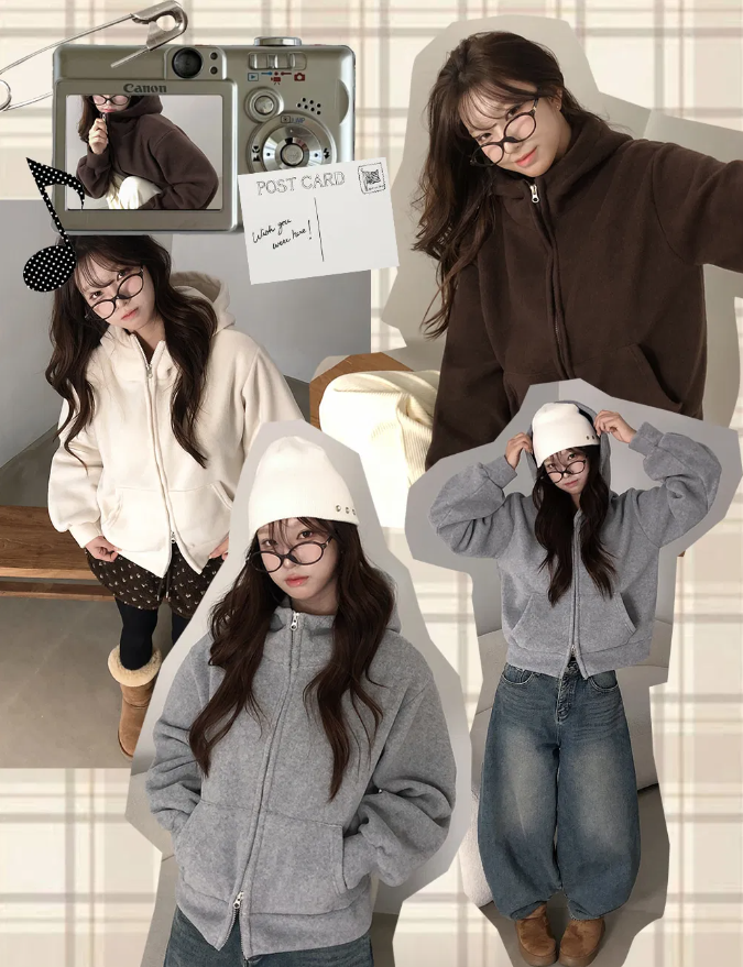 秋冬預訂｜寬鬆高領抓絨雙向ZIPUP HOODIE