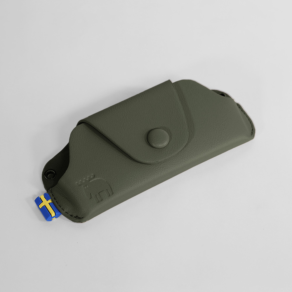 防潑水 皮革 眼鏡包(橄欖綠)