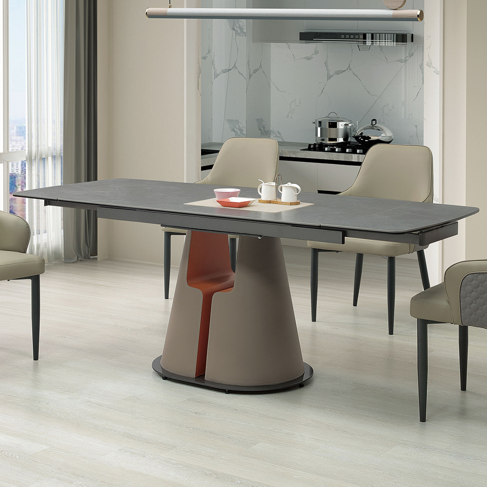 卡諾爾4.7尺多功能伸縮拉合陶板餐桌/造型餐桌/長桌/會議桌(寬140~200公分)