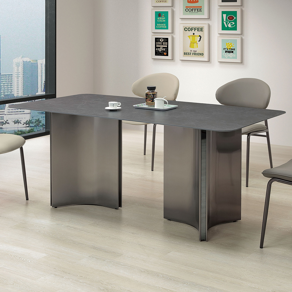 萊麗雅6尺造型岩板餐桌/長桌/會議桌