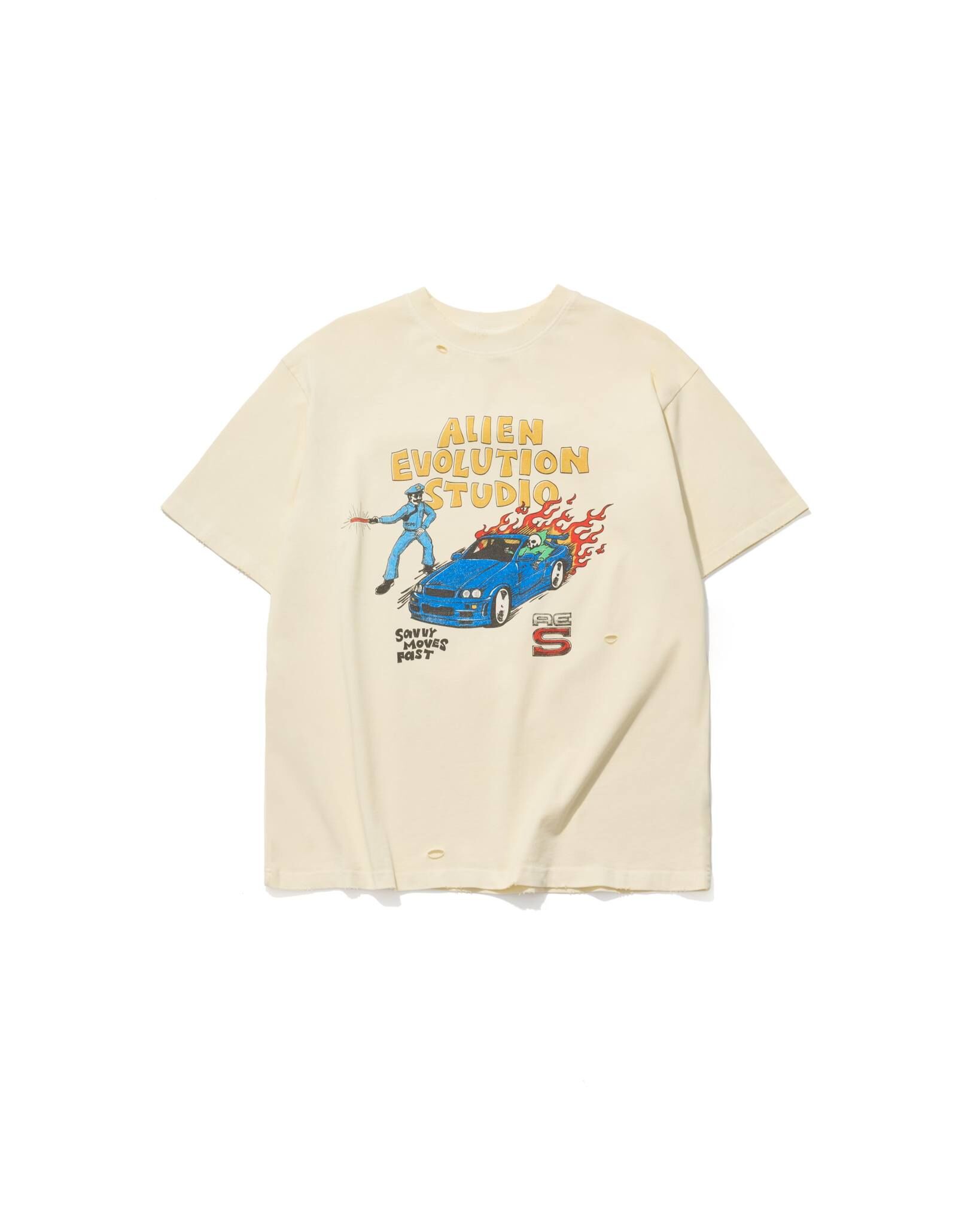 【車庫服飾】AES SPEEDING SKULL VINTAGE WASHED OVERSIZE TEE