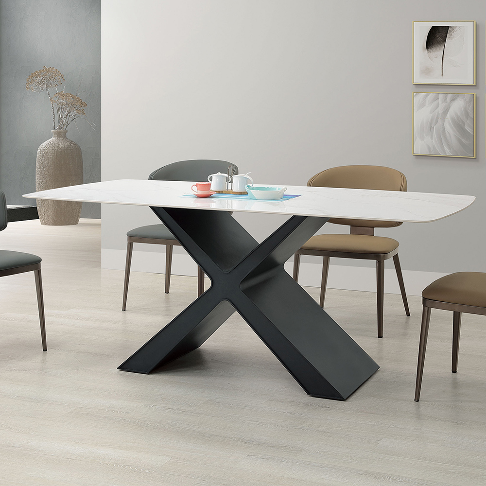 瓦妮莎6尺造型岩板餐桌/長桌/會議桌