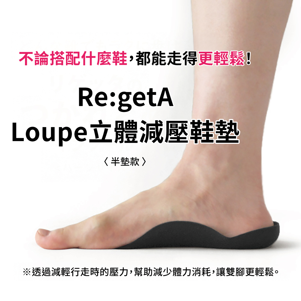 大阪樂步健康鞋 Re:getA Loupe insole立體減壓半鞋墊MTR-1(BLK-黑色)