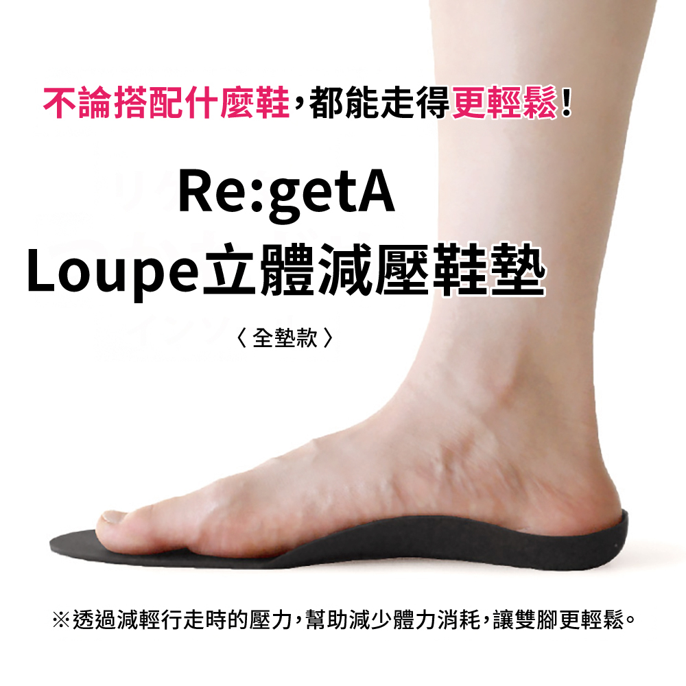 大阪樂步健康鞋 Re:getA Loupe insole+ 立體減壓鞋墊MTRFL(BLK-黑色)