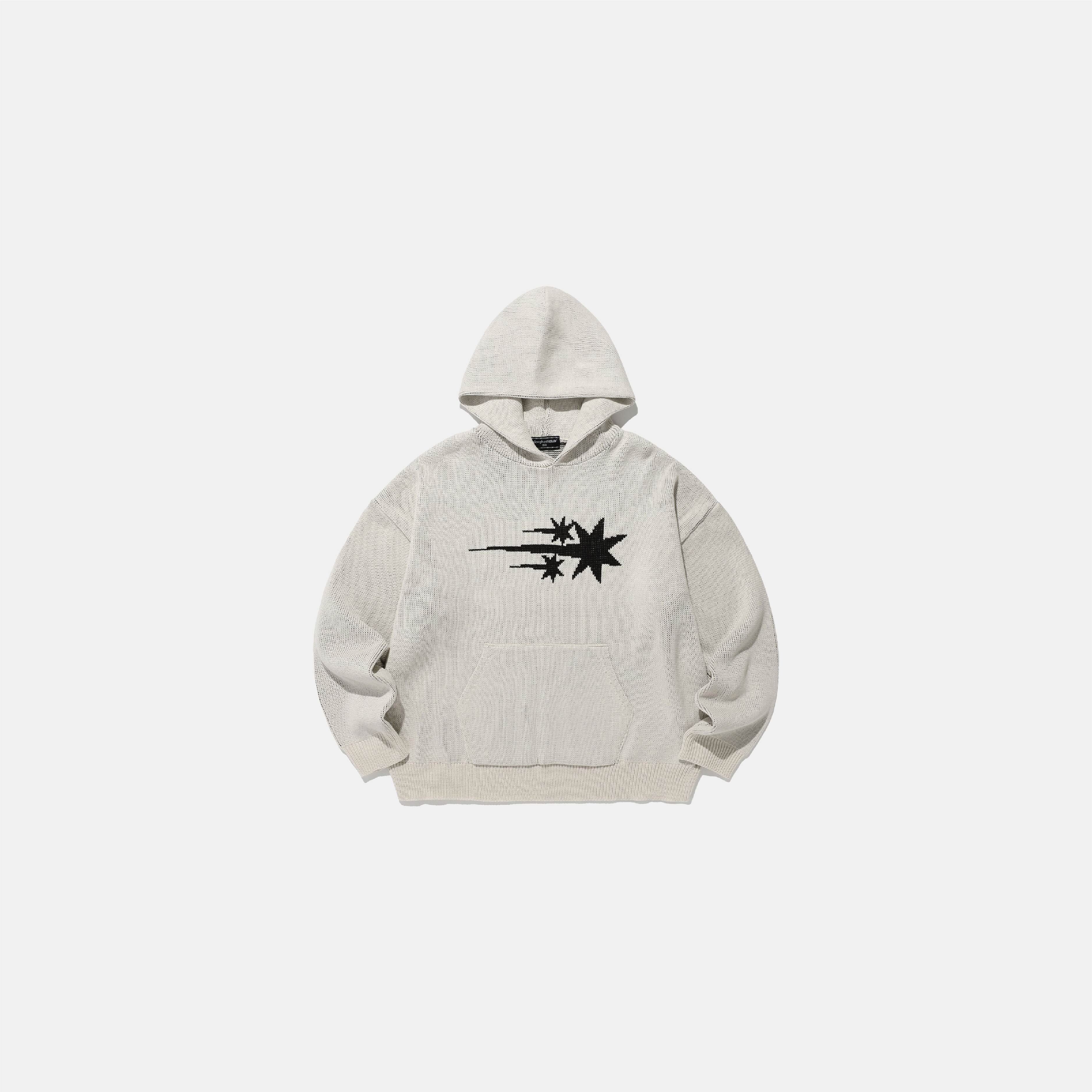 Niceghostclub 3stars logo knit hoodie