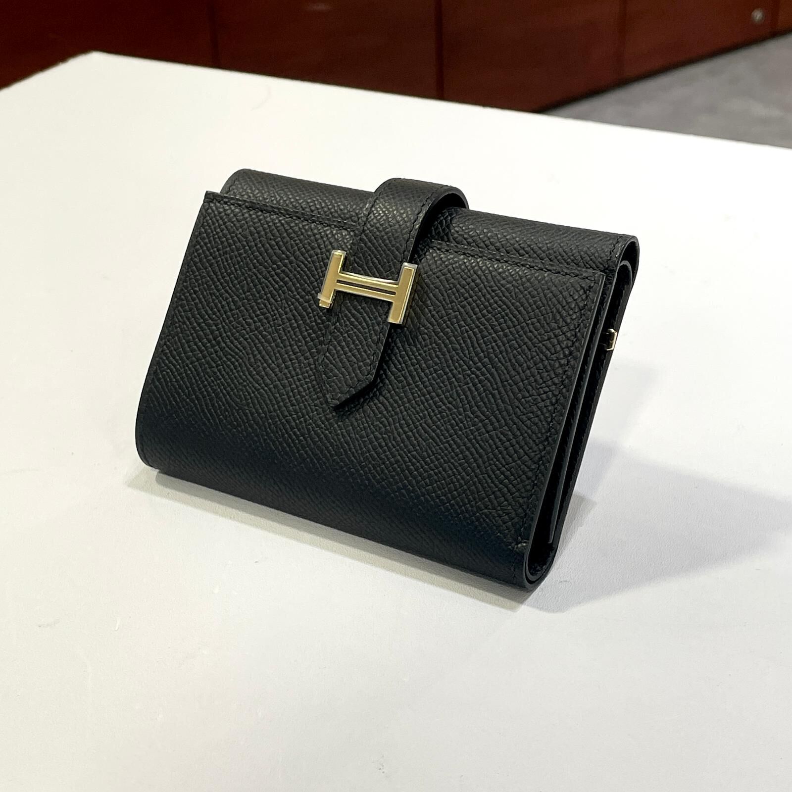 全新HERMES短銀包 BEARN WALLET 黑色金扣EPSOM皮B刻  H039790CC89 #BRAND NEW #香榭站正品