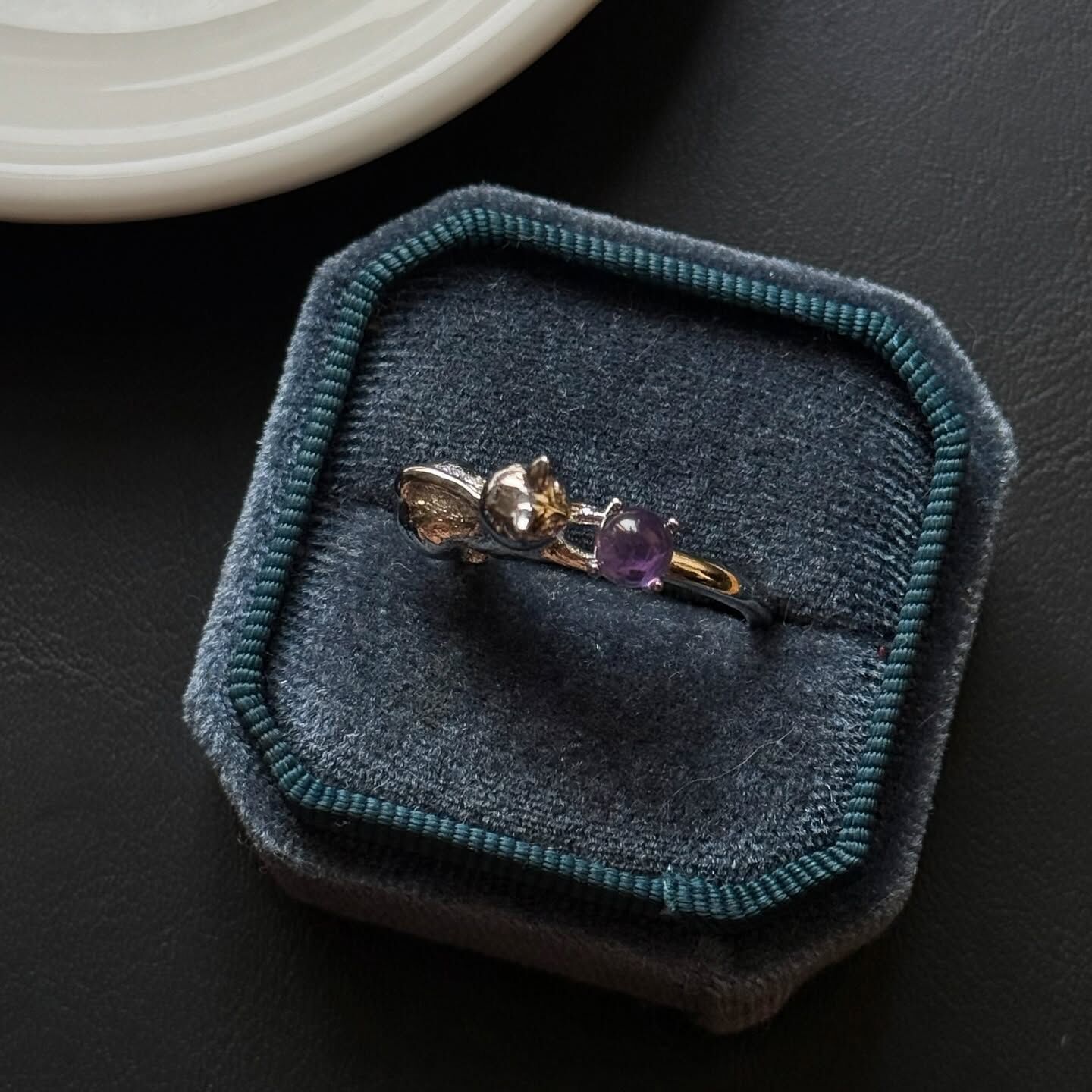 [原石] 紫水晶 貓咪戒指