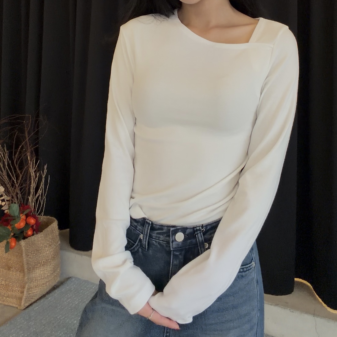 D30小辣斜肩上衣