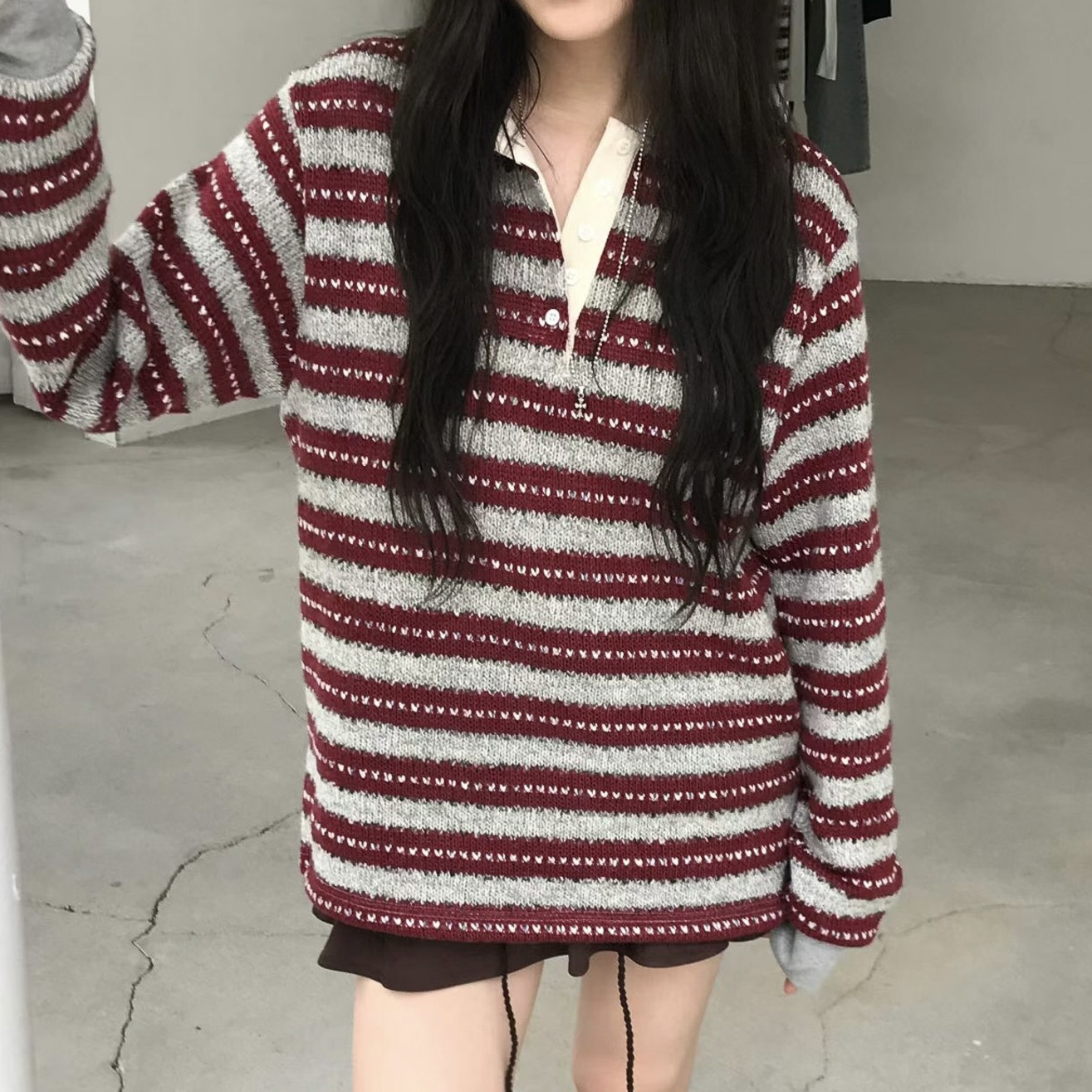 D36羊毛條紋POLO針織衣