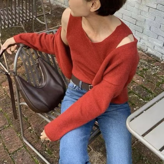 D35Cashmere兩件式羊毛針織衣(紅)