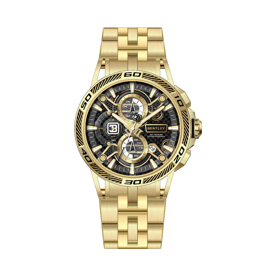 【BENTLEY 賓利】THE OUROBOROS 魅影系列 BL-40 金玫系列 真三眼  質感潮流 日期 夜光 不鏽鋼 手錶