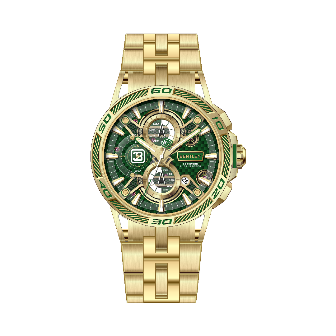 【BENTLEY 賓利】THE OUROBOROS 魅影系列 BL-40 金玫系列 真三眼  質感潮流 日期 夜光 不鏽鋼 手錶