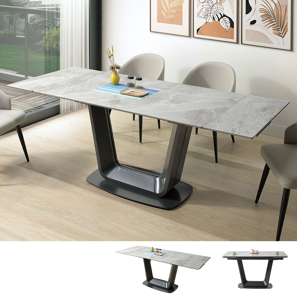 西雅圖4.7尺多功能伸縮拉合岩板餐桌/造型餐桌/長桌/會議桌(寬140~200公分)