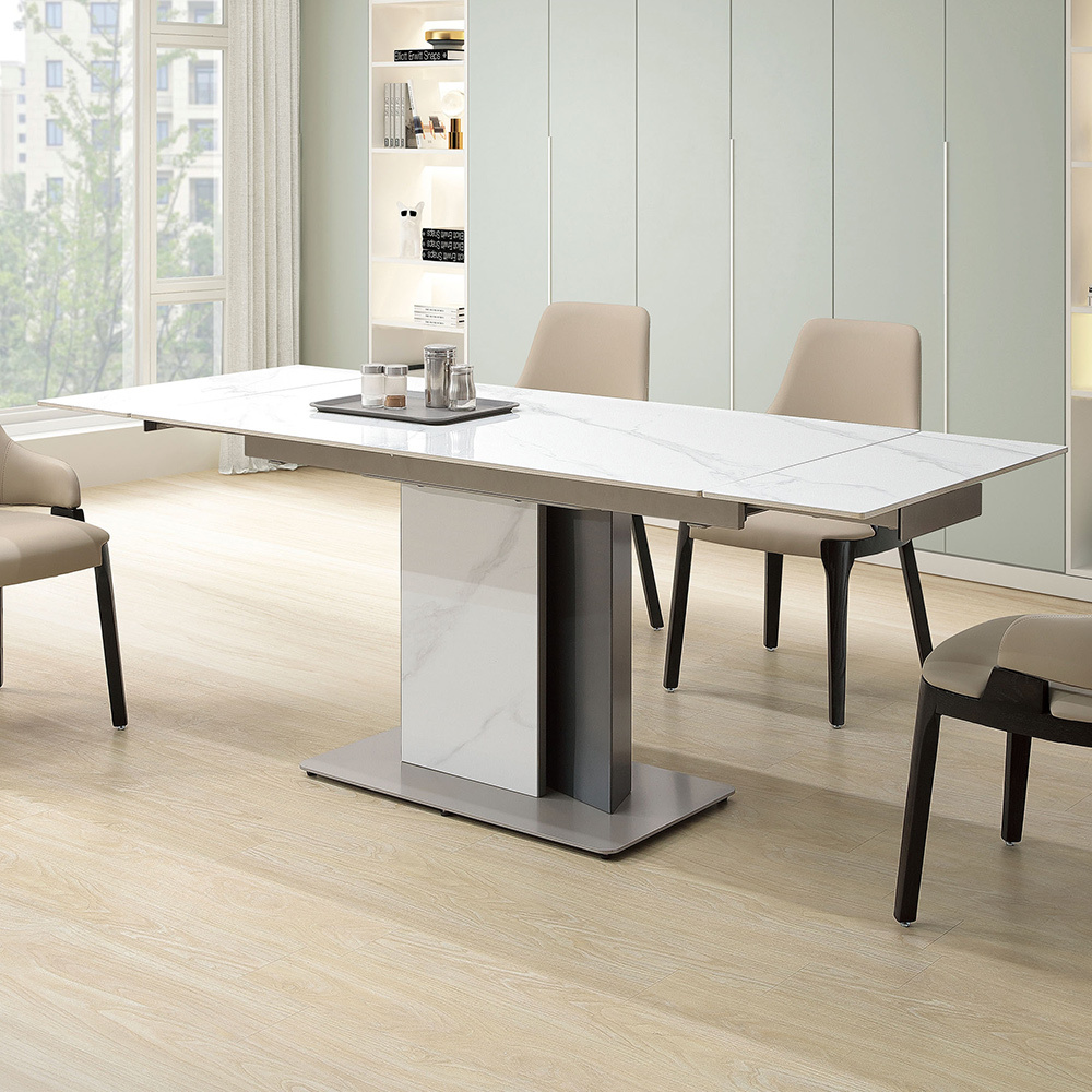 瑪佩爾4.7尺多功能伸縮拉合岩板餐桌/造型餐桌/長桌/會議桌(寬140~200公分)