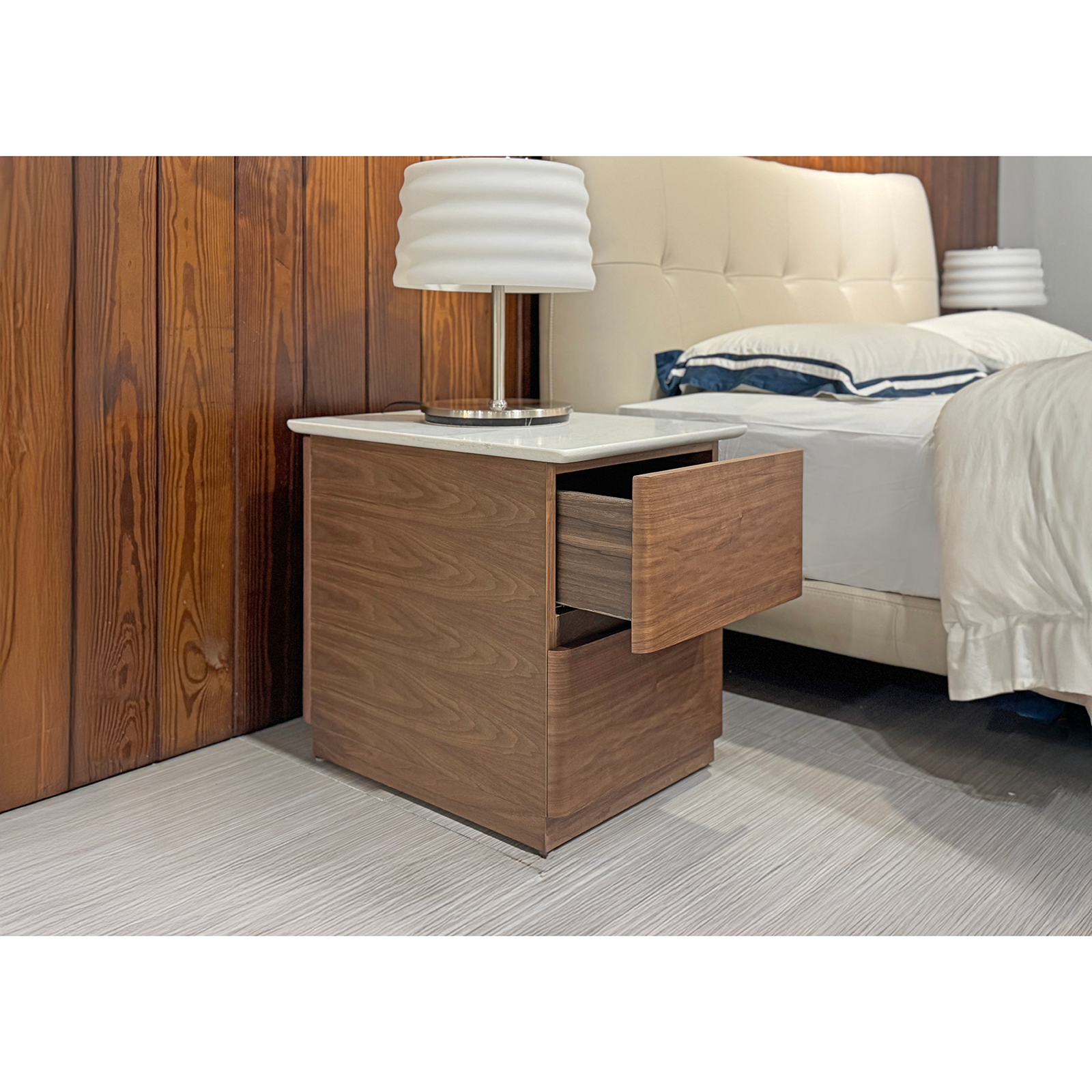 石英石雙抽床邊櫃〔ST125WC〕