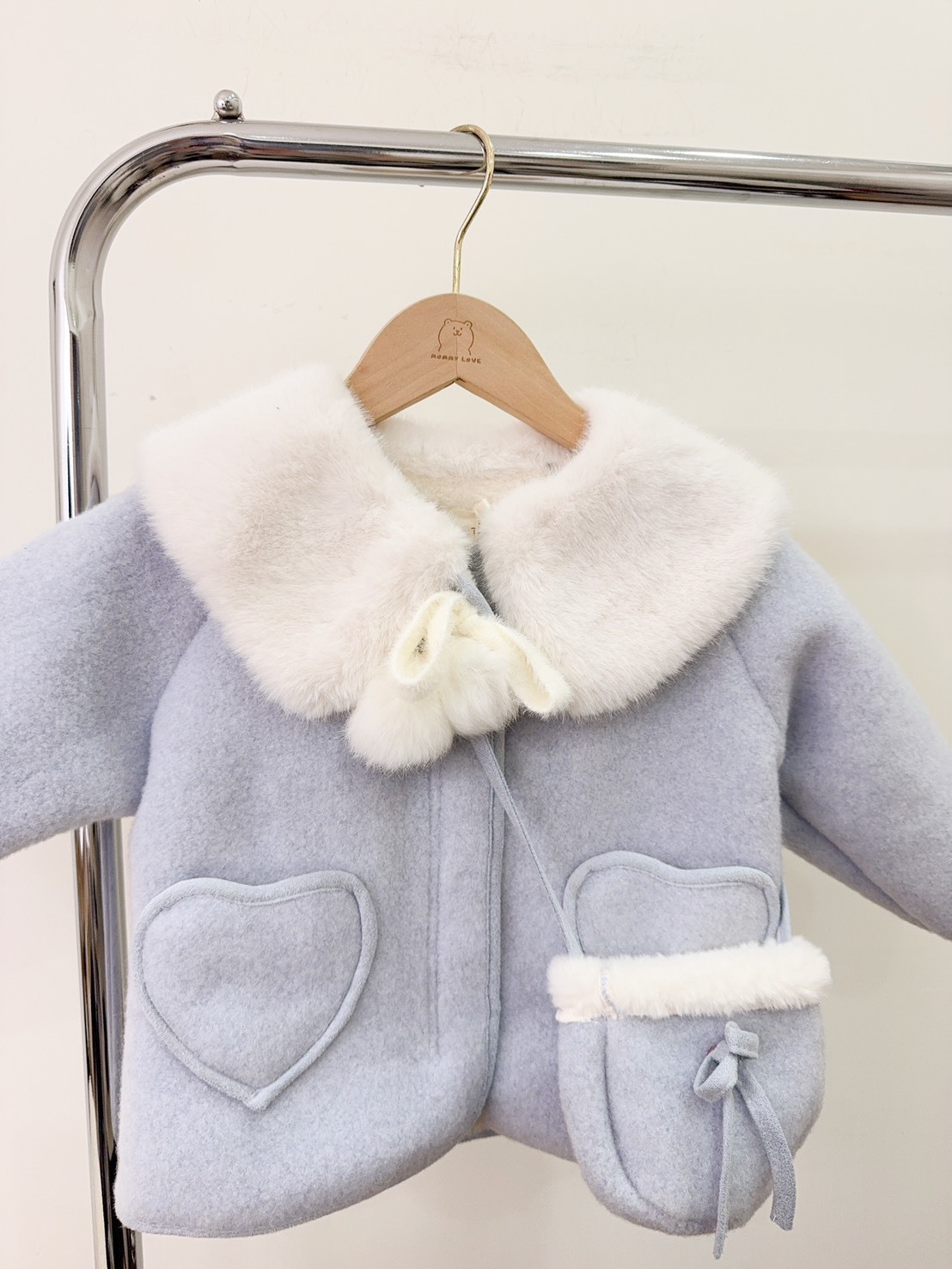 2558毛呢厚磅愛心口袋翻領外套