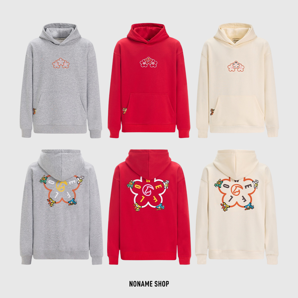 WE FLOWER CNY 馬年限定 馬上生財 刺繡 印花LOGO 刷毛 寬鬆 帽TEE 三色 (男款)