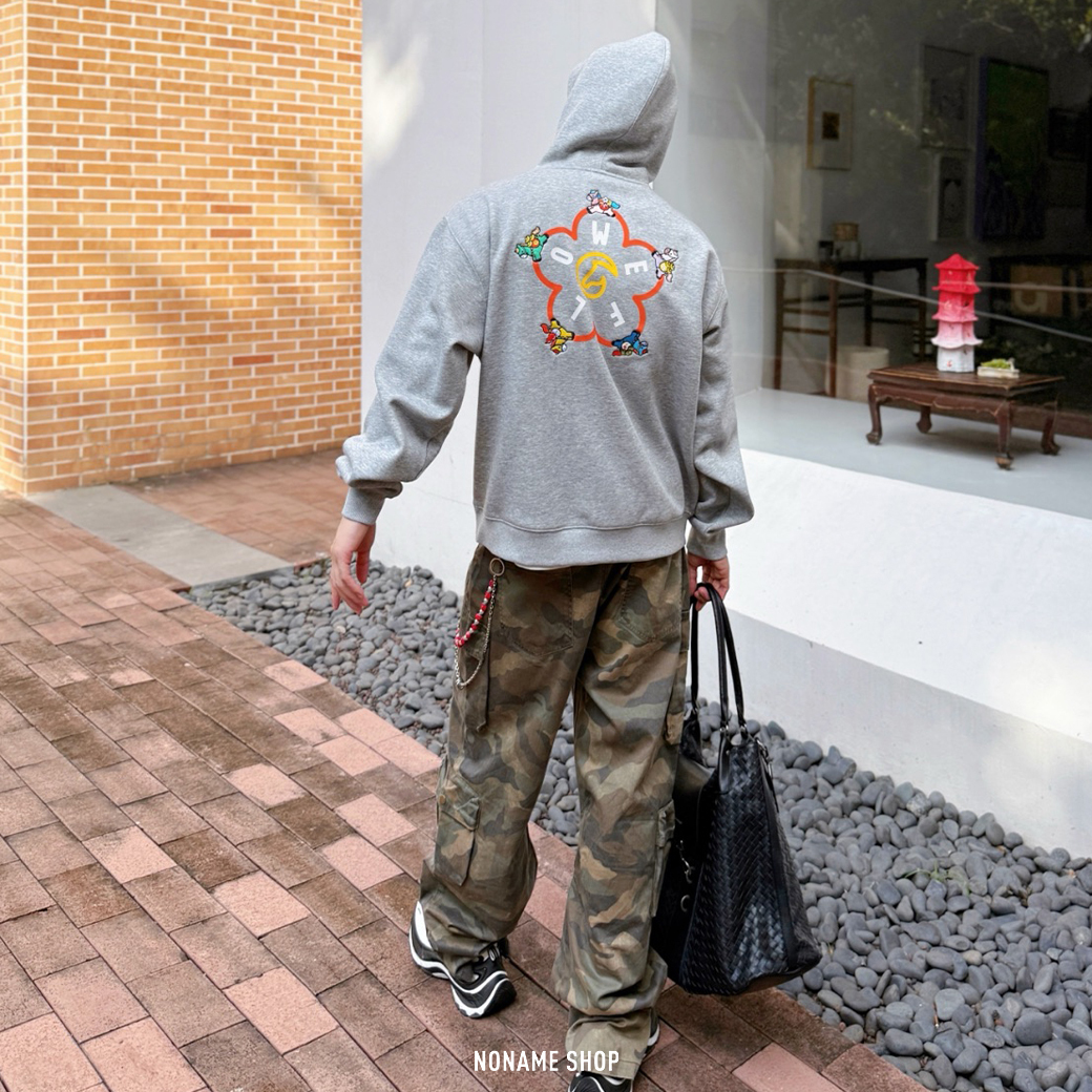 WE FLOWER CNY 馬年限定 馬上生財 刺繡 印花LOGO 刷毛 寬鬆 帽TEE 三色 (男款)