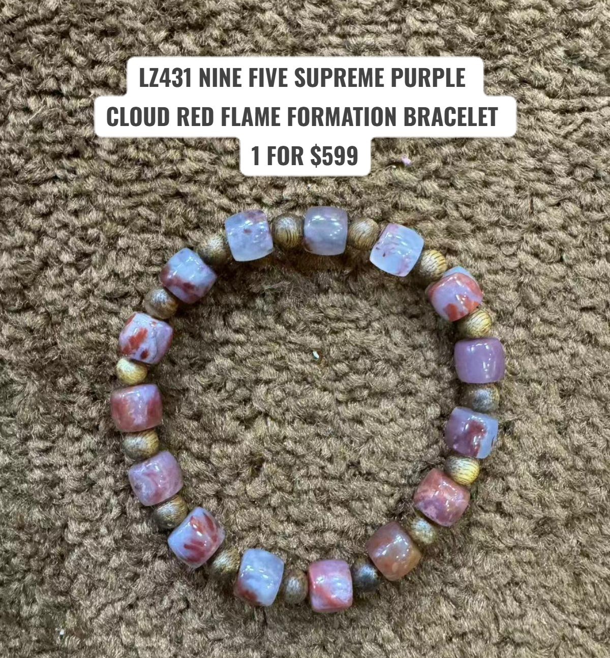 LZ431 NINE FIVE SUPREME PURPLE CLOUD RED FLAME FORMATION BRACELET