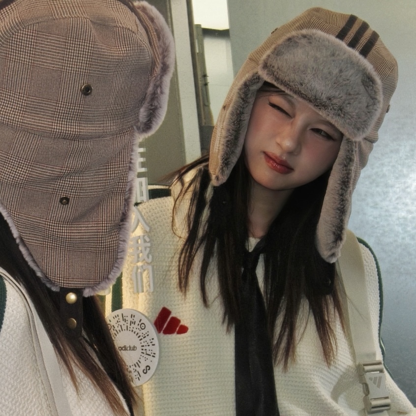 ADIDAS ORIGINALS 飛行帽 絨毛 保暖 禦寒 寒流必備 咖啡格紋 IA8906 寶寶藍 IA8907 / 預購