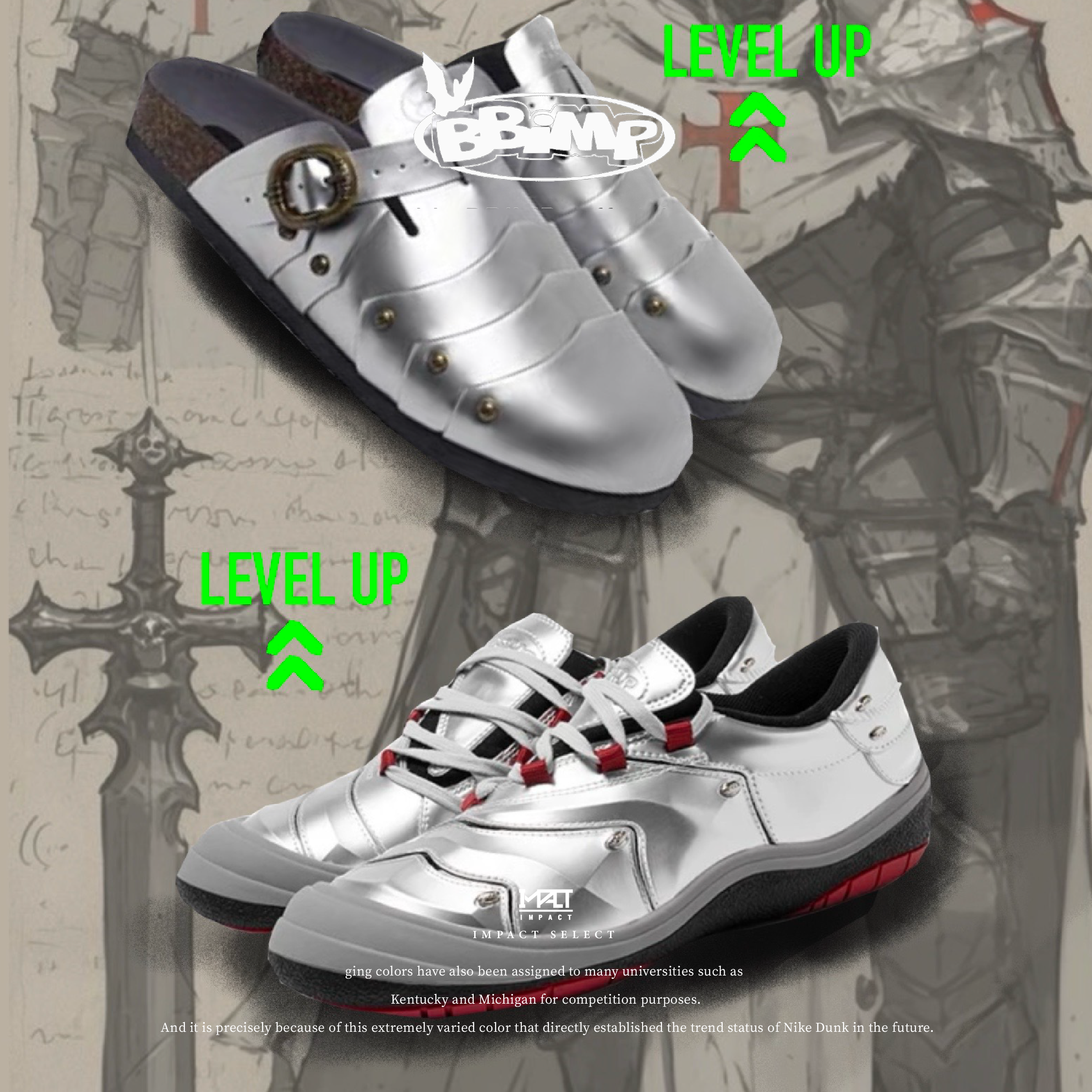 BBIMP x PCCVISION /BBIMP X ocai 聯名鎧甲系列 勃肯鞋 足球鞋 銀 聯名款 BB230250 / BB230243