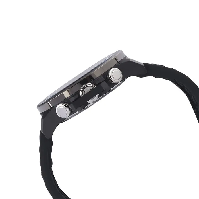 萬年鐘錶 - Alexandre Christie  6280MC系列 大數字刻度三眼計時皮革男錶  AC手錶  6280GCLBGBAIV 錶徑44MM