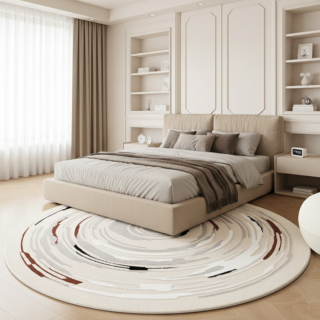 月光倒影圓形細綿絨地毯