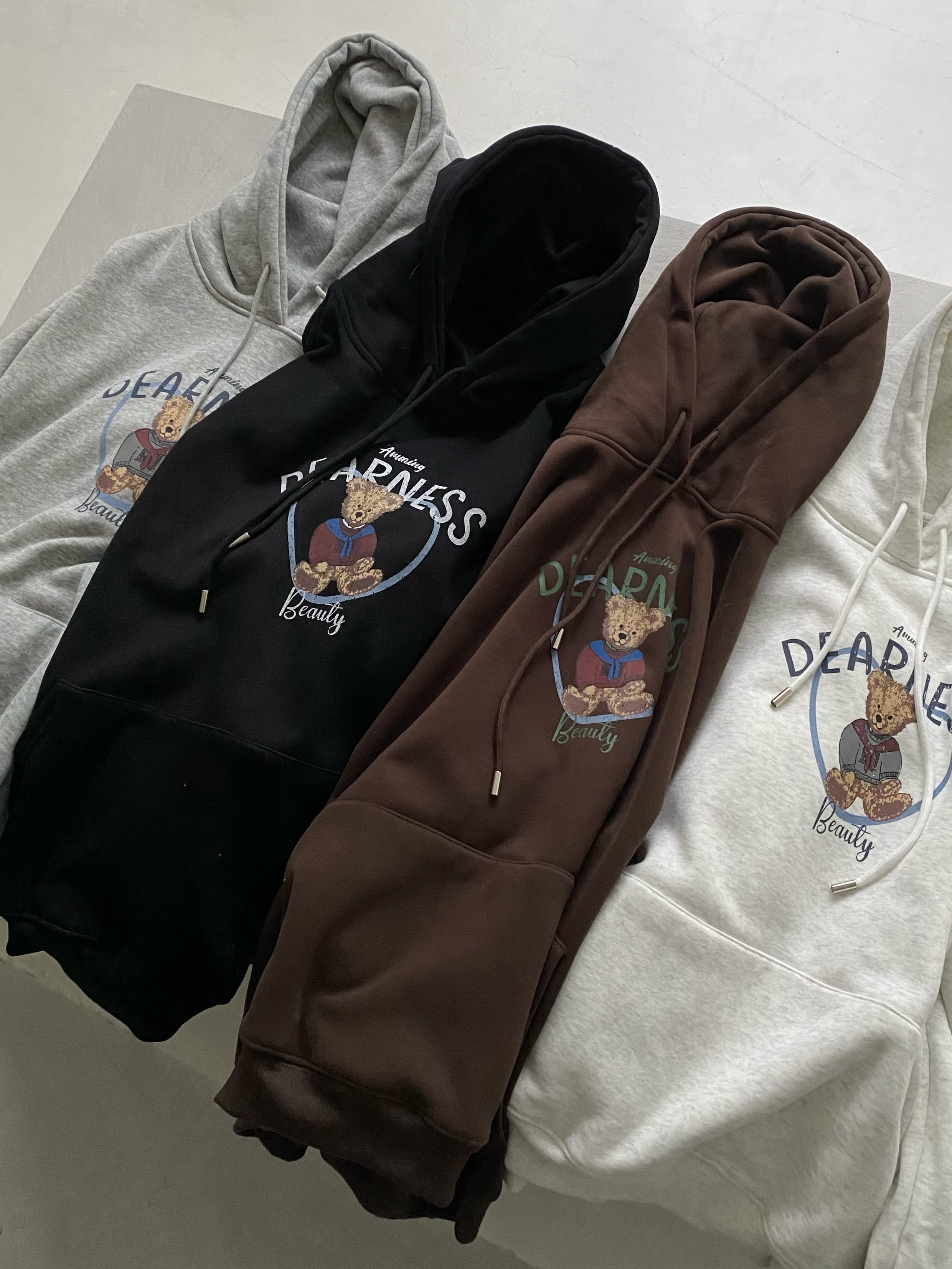 重磅厚絨小熊寬鬆帽T