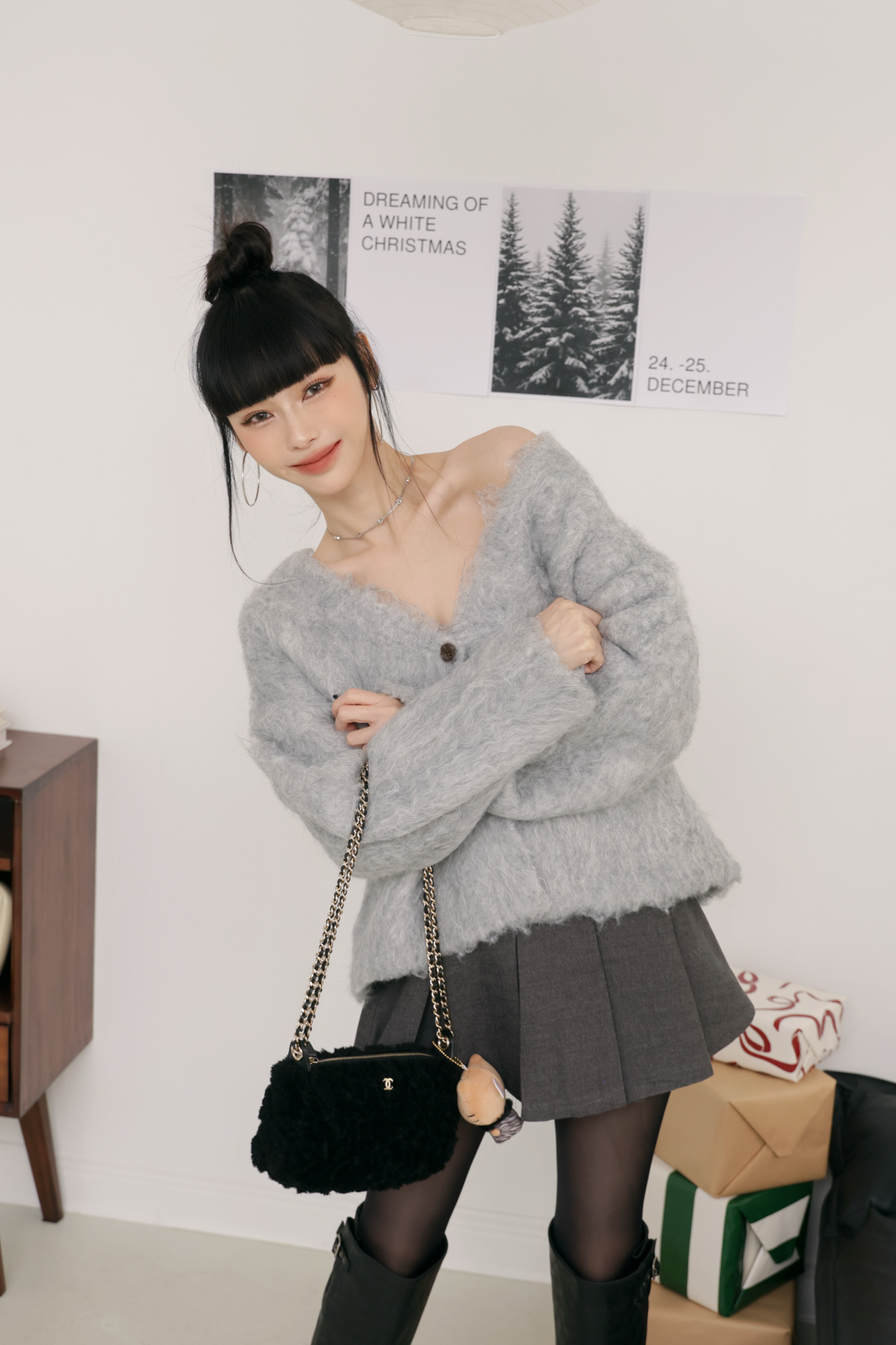 （現貨）毛料百摺裙 O57