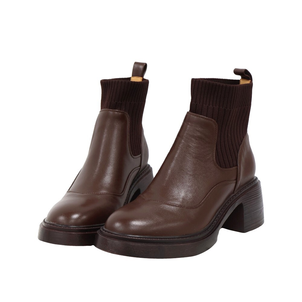 現貨 黑37 圓頭針織拼接短靴