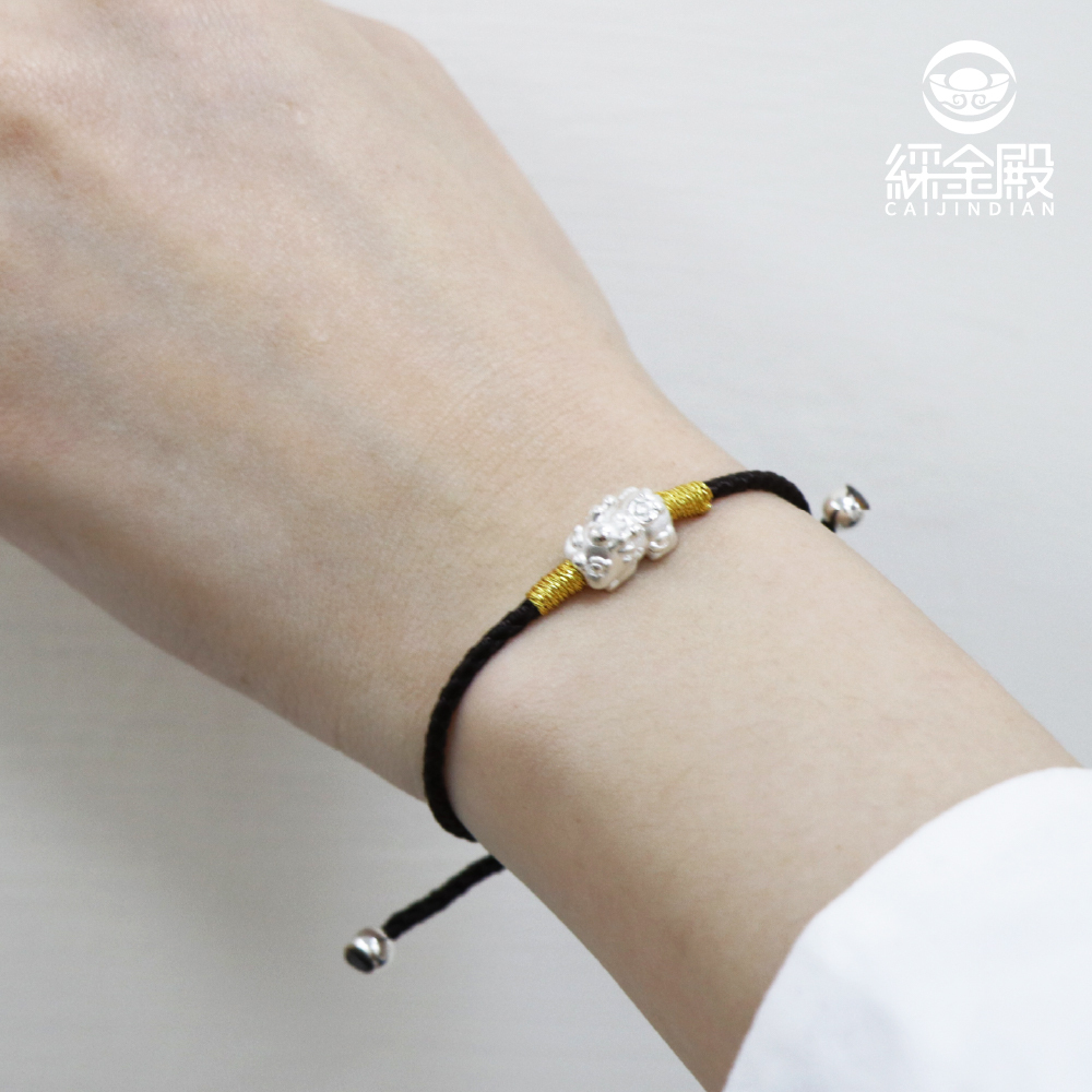 純銀貔貅寶寶開運手鍊－深棕色｜五色可選｜過爐加持｜招財必備【綵金殿】