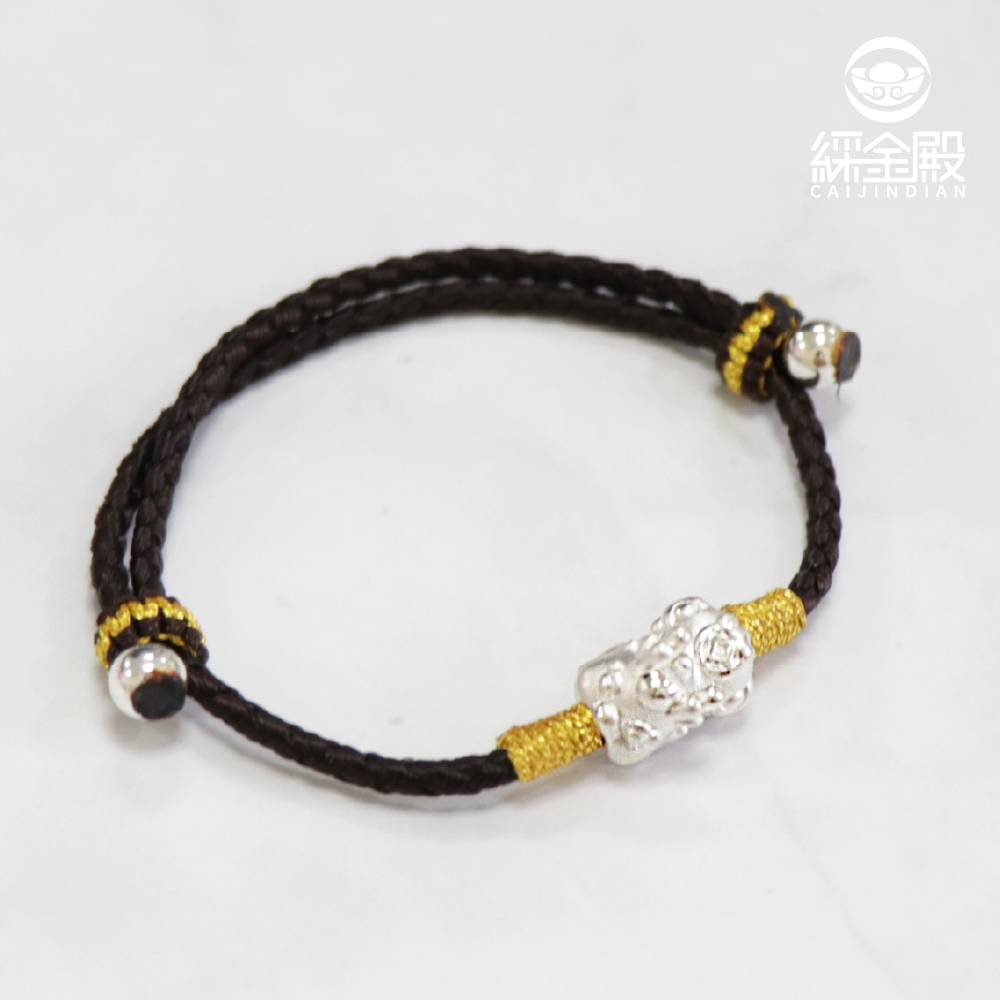 純銀貔貅寶寶開運手鍊－深棕色｜五色可選｜過爐加持｜招財必備【綵金殿】