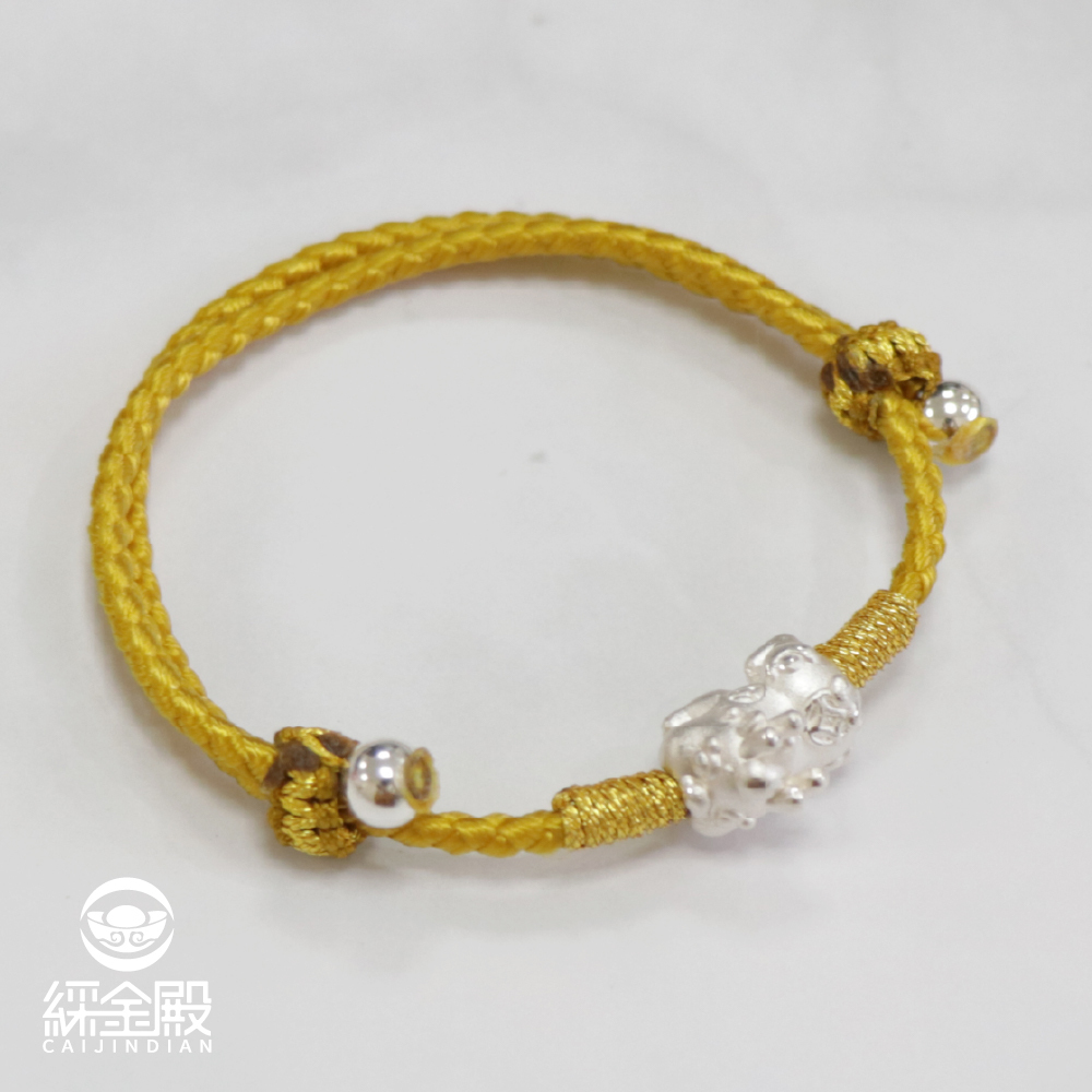 純銀貔貅寶寶開運手鍊－貴氣金｜五色可選｜過爐加持｜招財必備【綵金殿】