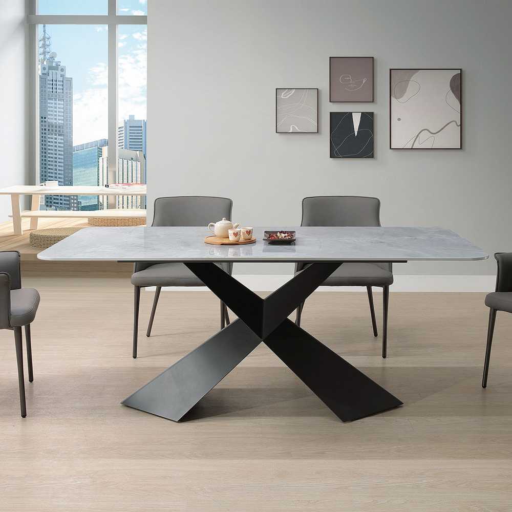 安德亞5.3尺工業風造型岩板餐桌/長桌/會議桌