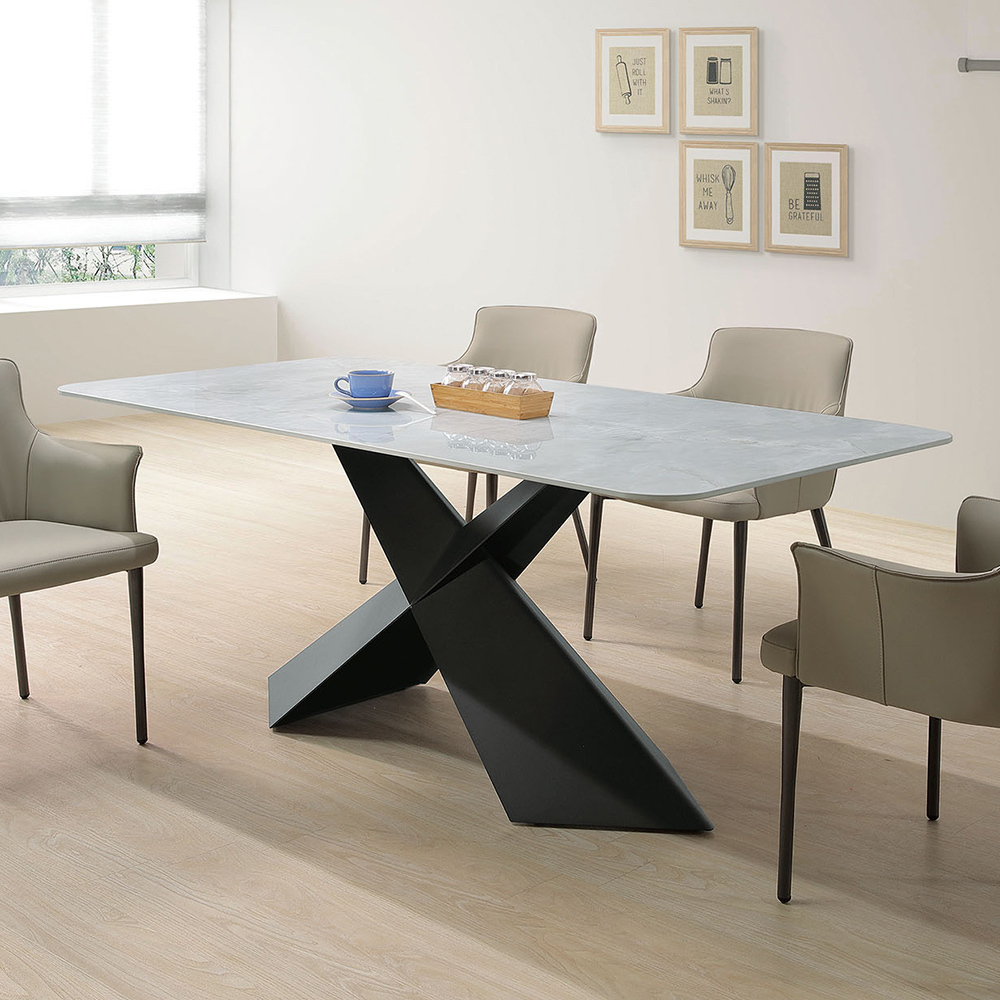 安德亞6尺工業風造型岩板餐桌/長桌/會議桌