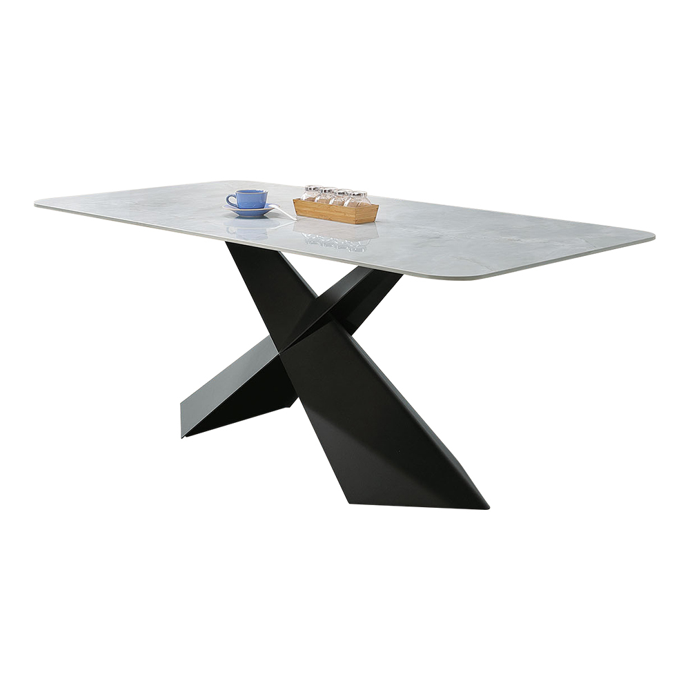 安德亞6尺工業風造型岩板餐桌/長桌/會議桌