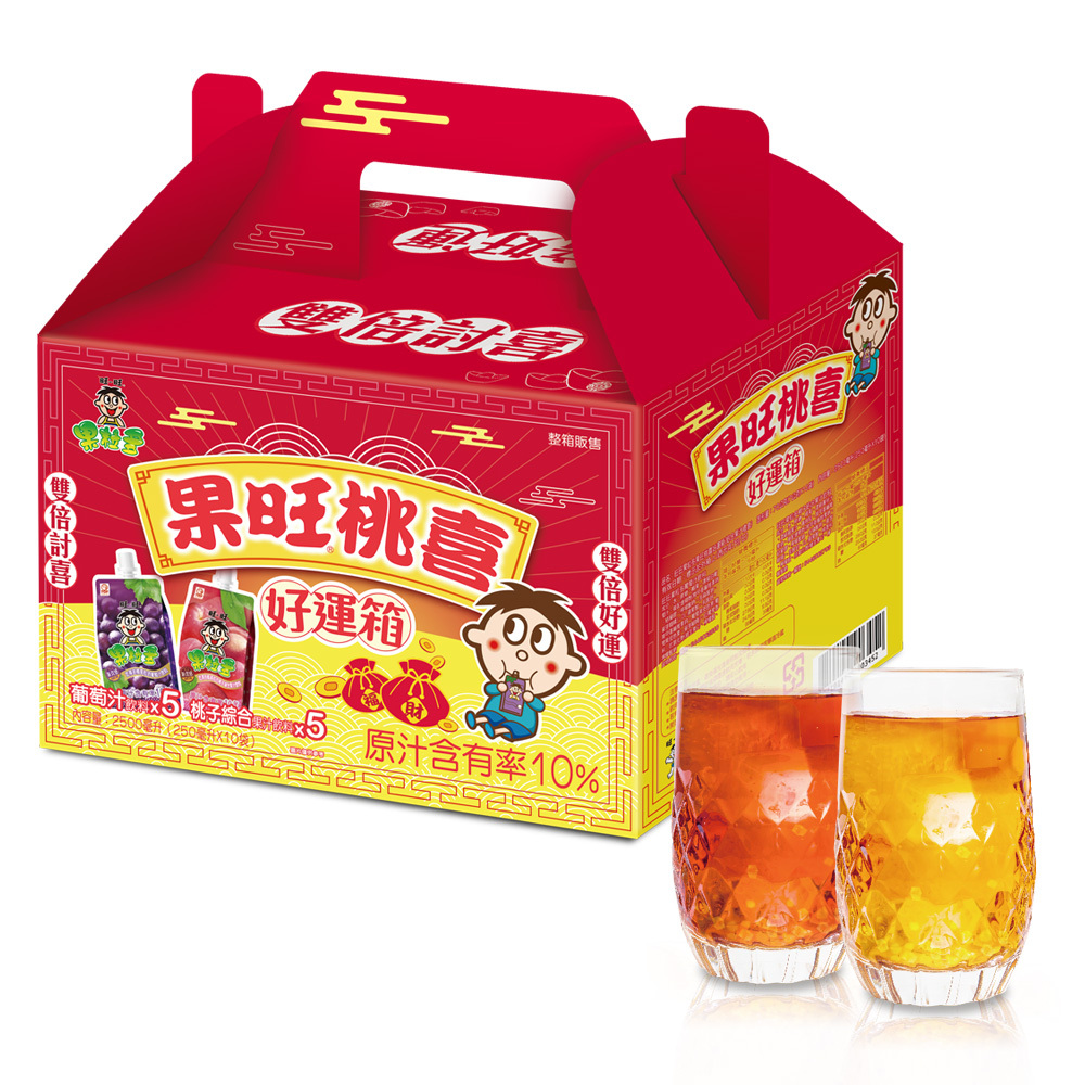 【旺旺】果粒多果旺桃喜好運箱2500ml(250ml*10包)*4箱