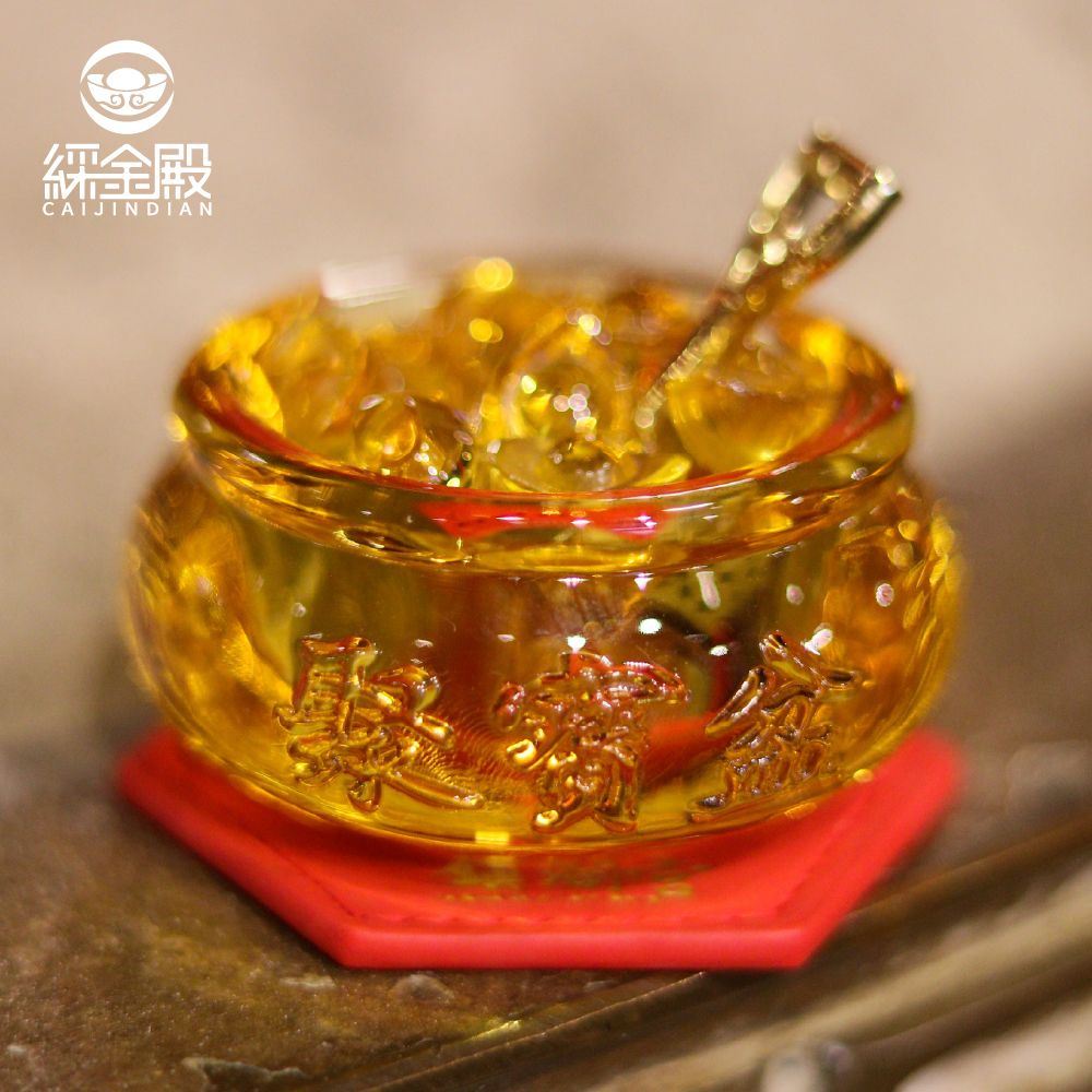 旺財元寶-琉璃水晶聚寶盆｜《含開光+過爐》贈元寶及鎮瀾宮限定皮墊【綵金殿】