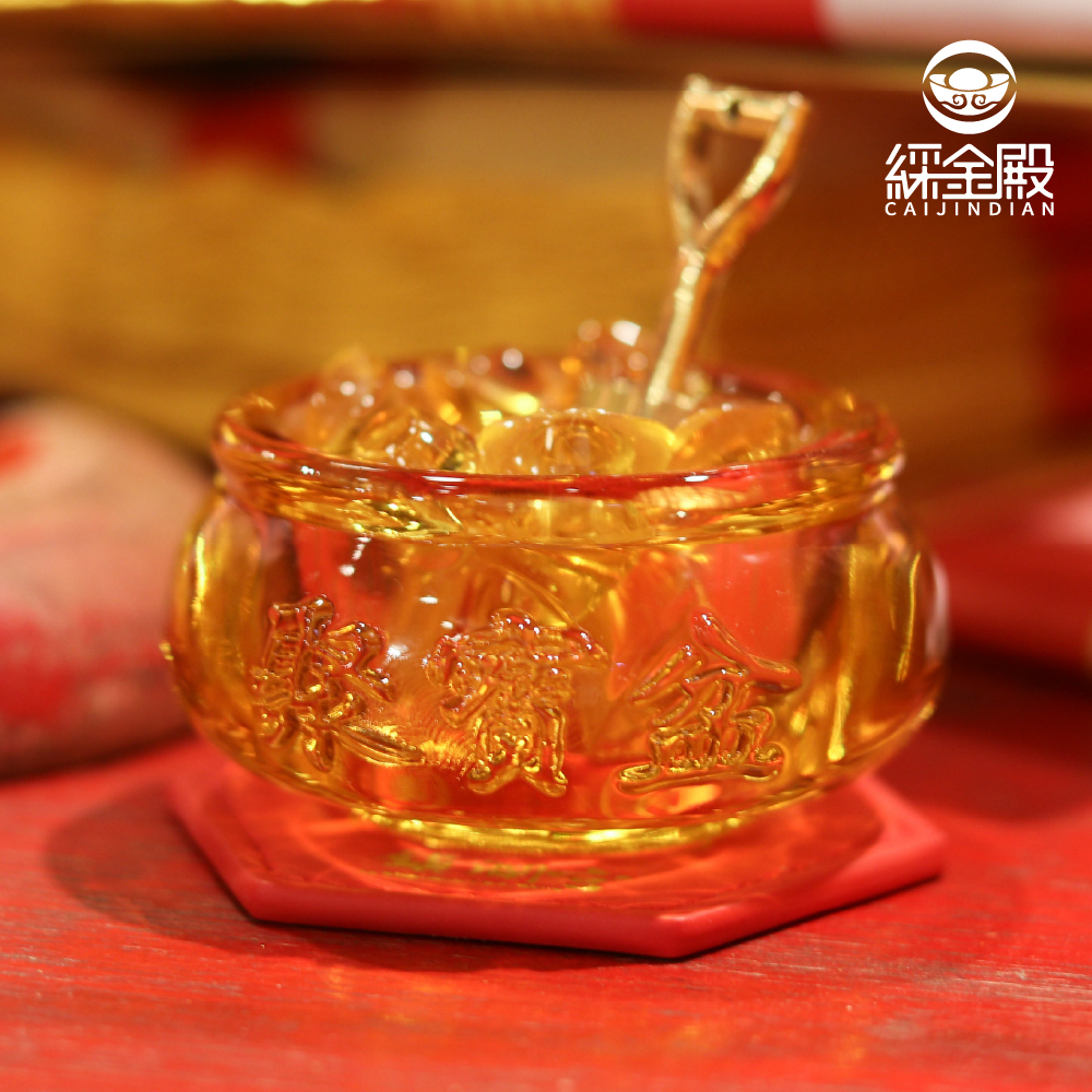 旺財元寶-琉璃水晶聚寶盆｜《含開光+過爐》贈元寶及鎮瀾宮限定皮墊【綵金殿】